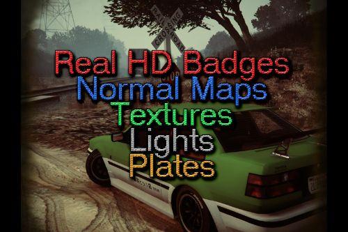 Real HD Badges, Normal Maps, Textures, Lights & Plates